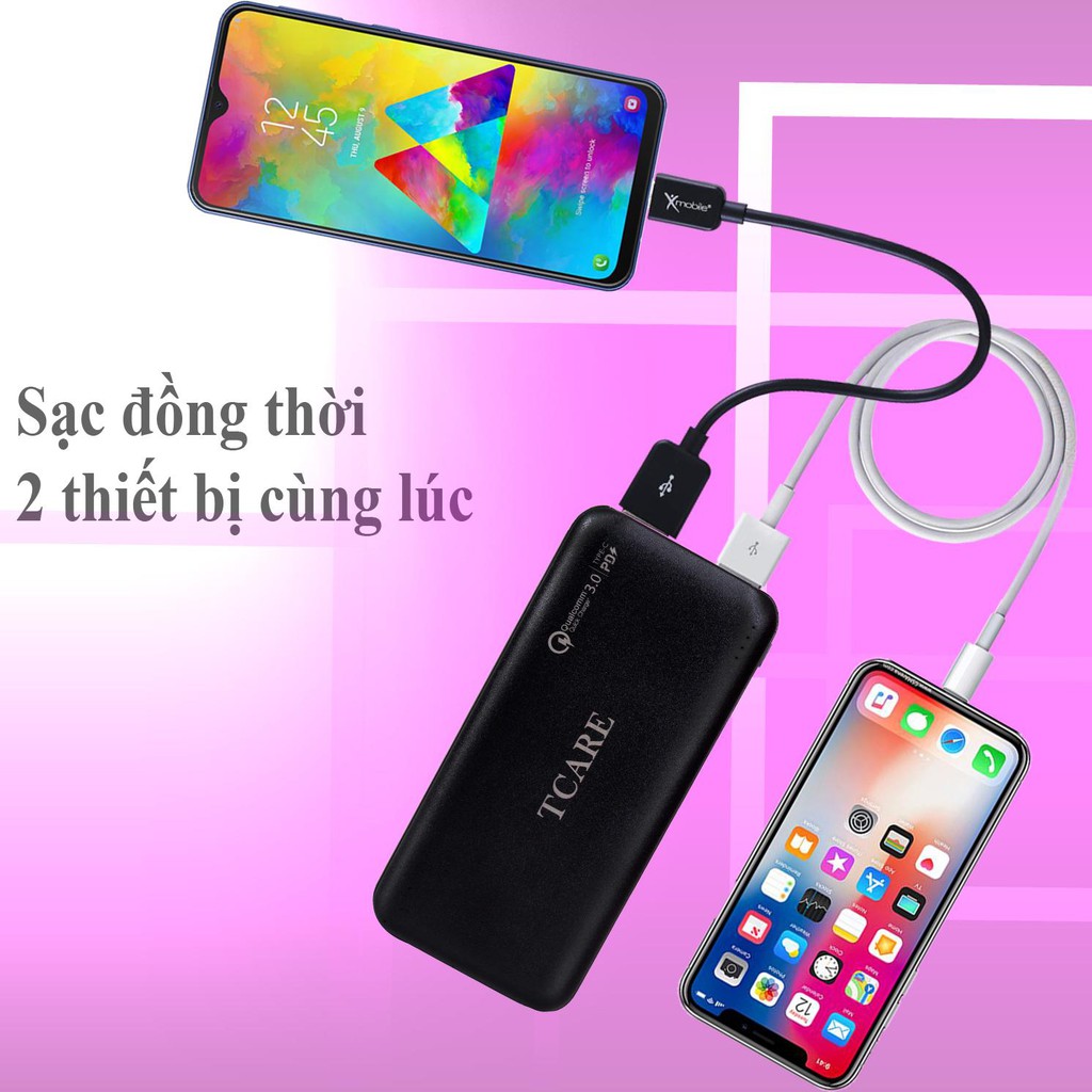 Pin sạc dự phòng 10000mAh Sạc Nhanh QC 3.0 Tcare T365