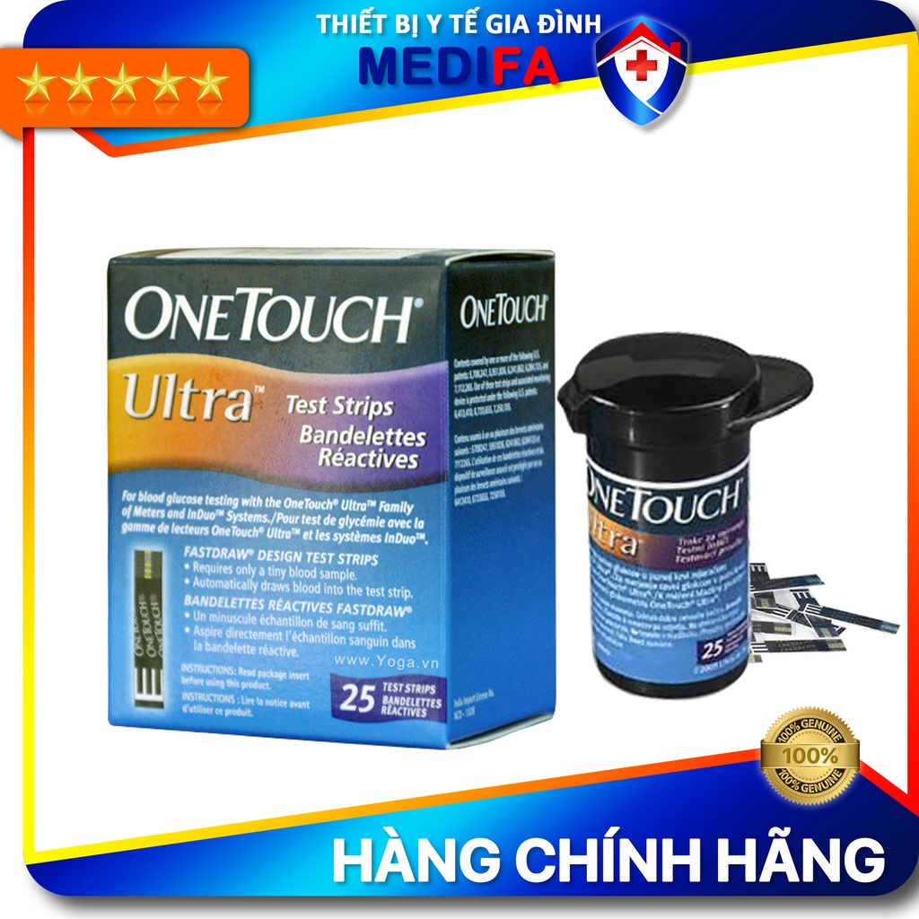 Hộp 25 que thử đường huyết Onetouch Ultra ( test tiểu đường One Touch Ultra)