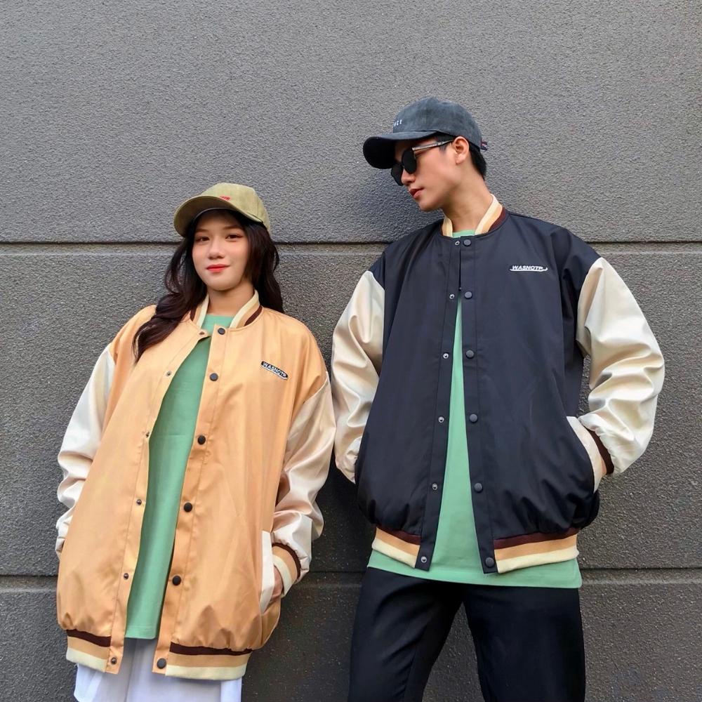 Áo khoác bóng chày form rộng WASNOTP vải dù cao cấp ❤️Áo bomber Varsity dáng Unisex nam nữ D05