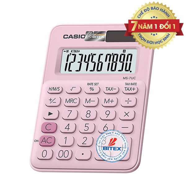 Máy Tính Sắc Màu Cỡ Nhỏ Mini Casio MS-7UC-RG CHÍNH HÃNG BẢO HÀNH 7 NĂM