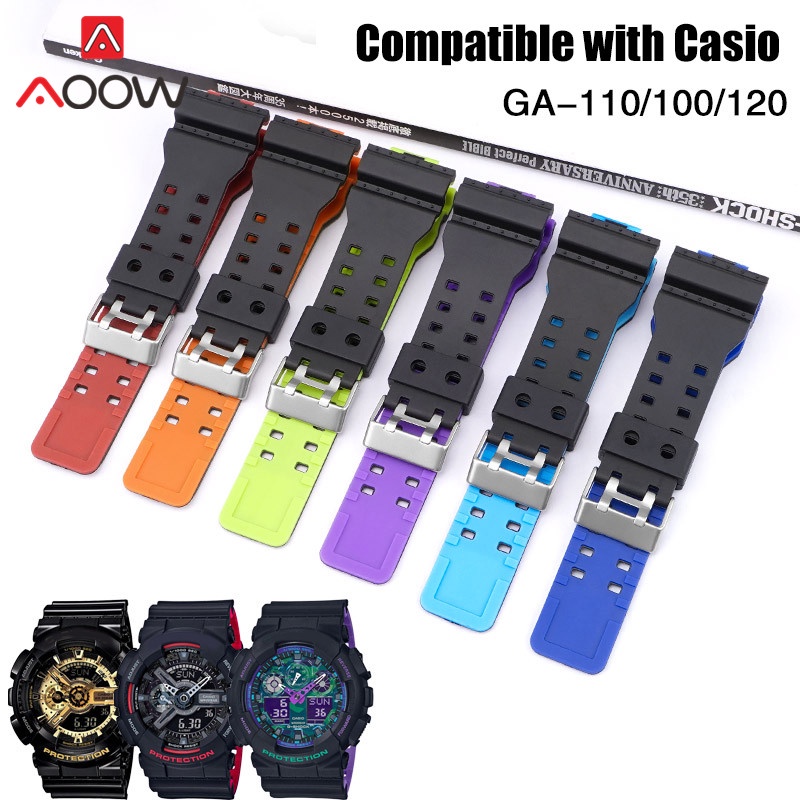 Dây Đeo Đồng Hồ Thể Thao Bằng Nhựa TPU Mặt Nhám Chống Nước Hai Màu Cho Casio G-SHOCK GA-100 110 GD-120 GLS-100