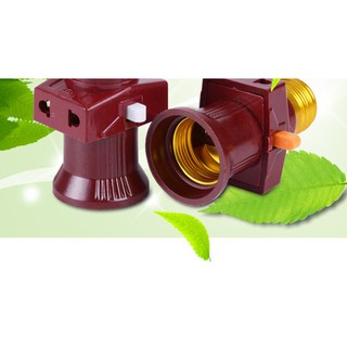 Đui đèn E27 chia ra thêm 2 ổ cắm