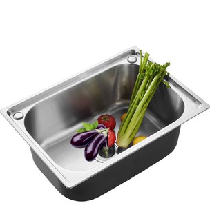 CHẬU RỬA CHÉN  ĐƠN  INOX  100% kèm bộ xi phông KT 60x43x23cm Công nghệ phun sơn tĩnh điện