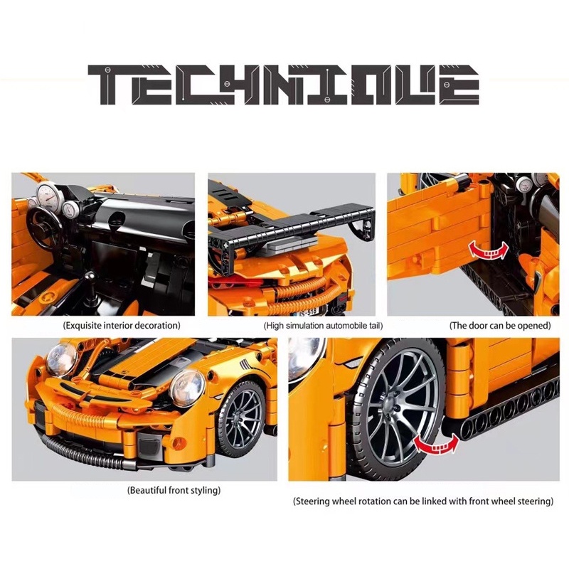 Đồ Chơi Lắp Ráp Mô Hình Siêu Xe Porsche 911 GT3 RS SY8601 Điều Khiển Từ Xa RC Với 1220 PCS,Tỉ Lệ 1:14