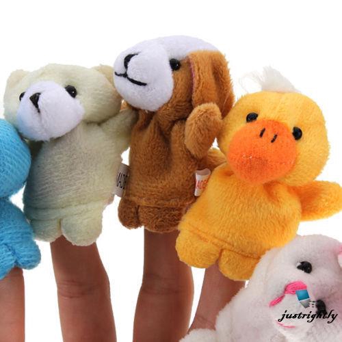 Jry₪Role Play Finger Puppets Cloth Plush Doll Baby Educational Hand Cartoon Animal Toys 10 pcs