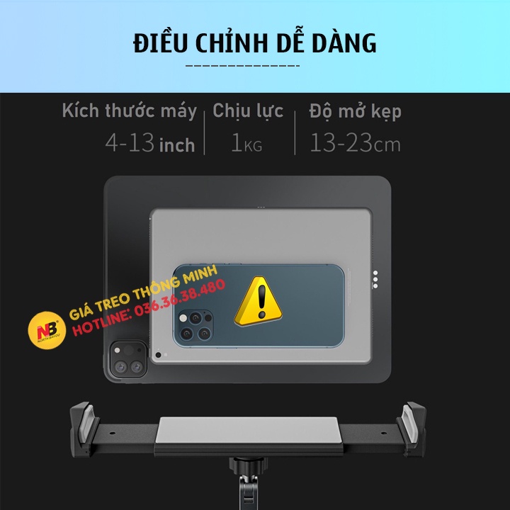 Giá đỡ Ipad Iphone Galaxy Tab P47 dạng kẹp máy tính bảng tablet xoay 360 độ - Chuyên dụng cho học sinh học Online