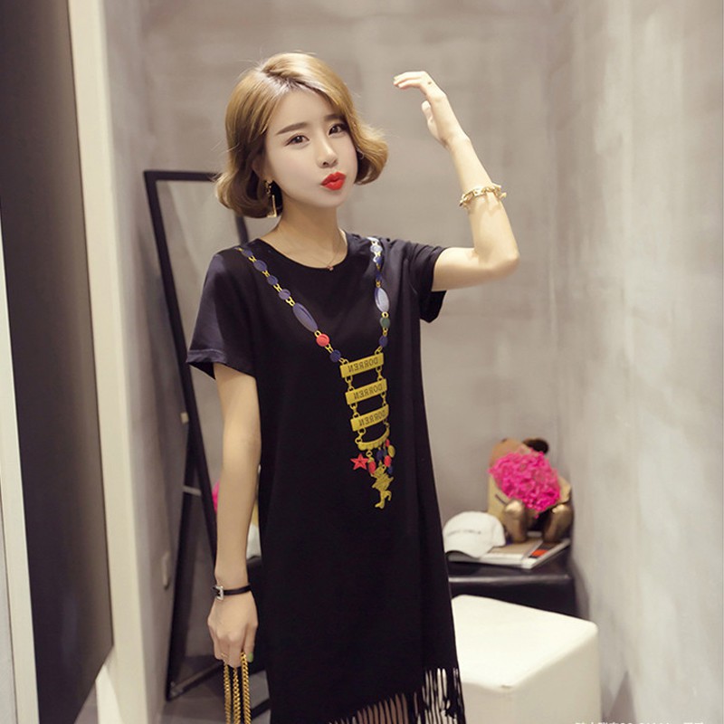 Đầm tay ngắn cổ tròn phong cách Hàn Quốc | BigBuy360 - bigbuy360.vn