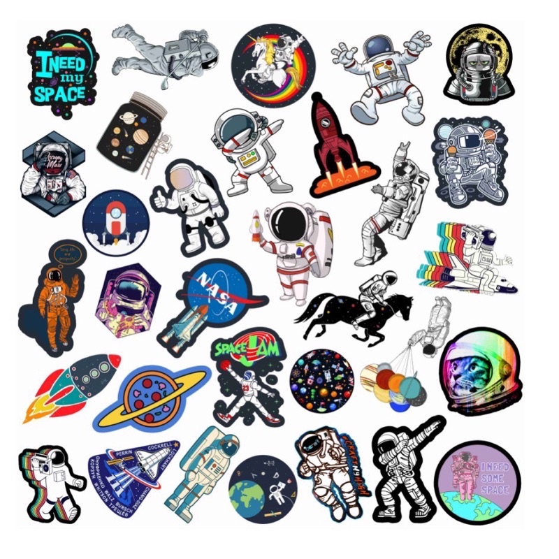 Bộ 200 Sticker NASA cá tính chống nước dán trang trí vali mũ bảo hiểm xe máy
