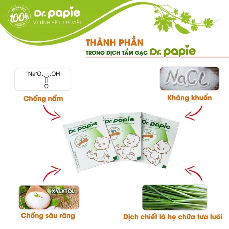 Gạc rơ lưỡi cho bé Dr.Papie