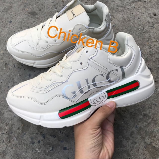 (Fullbox+giấy tag) Giầy chunky trắng kem chữ bạc siêu đẹp