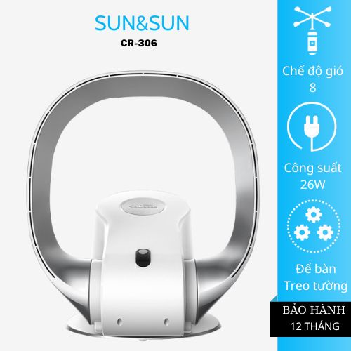 Quạt Không Cánh Để Bàn Treo Tường CR306 - 8 Tốc Độ Gió -Chế Độ Hẹn Giờ Thông Minh - Điều Khiển Từ Xa
