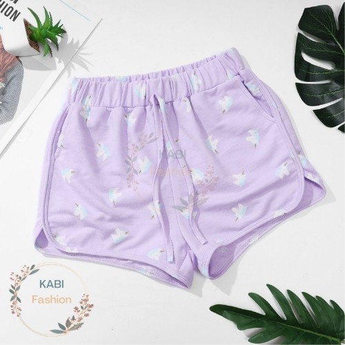 Quần đùi nữ KABI quần short thun cotton mặc nhà mặc ngủ hoa văn có túi thoáng mát dễ thương | BigBuy360 - bigbuy360.vn