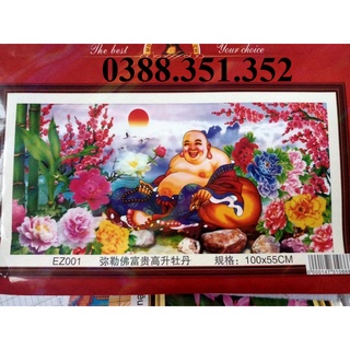 Tranh thêu chữ thập thêu kín Phật di lạc 100*60cm E8, EZ001