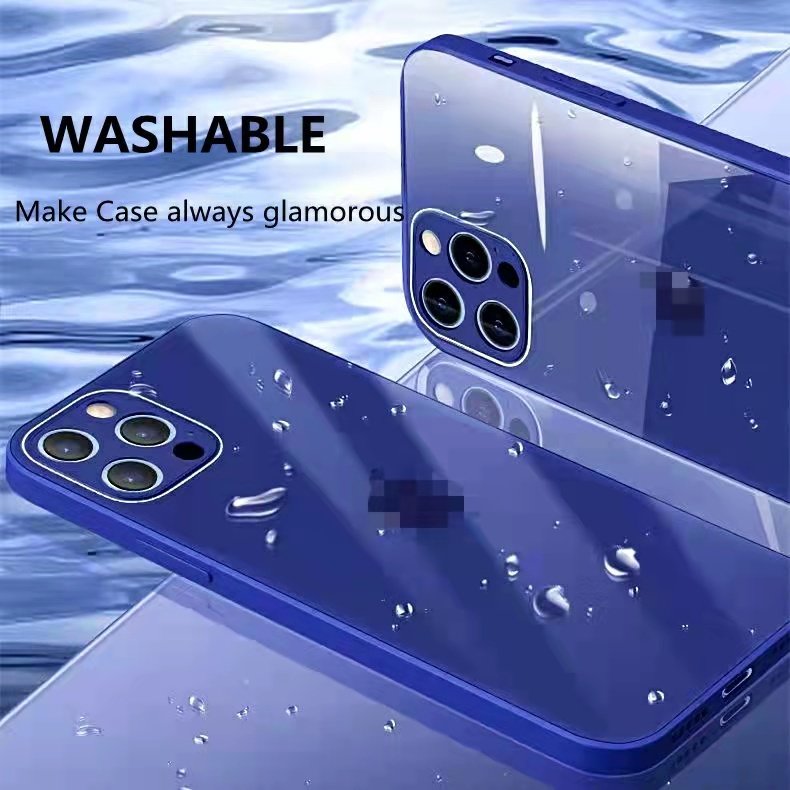 Ốp điện thoại mặt kính cường lực viền silicon dẻo chống sốc cho iPhone 13 12 11 Pro Max XS MAX X XR 7 8 Plus | WebRaoVat - webraovat.net.vn