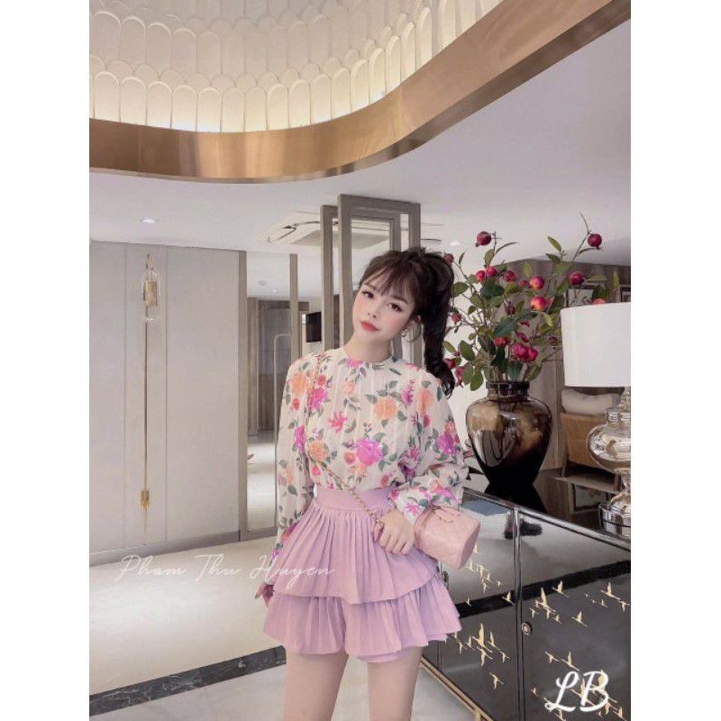 Chân váy dập li hai tầng hàng QCL1