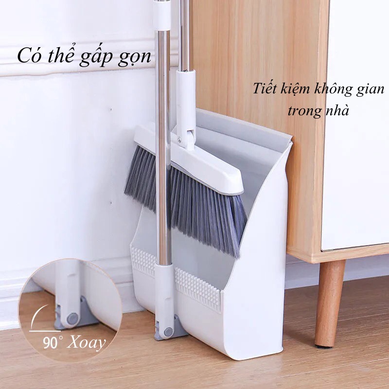 Chổi Quét Nhà Thông Minh Chổi Quét Nhà Xoay 180 Độ, Kèm Hót Rác 2 In 1 Cán Dài Tiện Lợi PAPAA.HOME