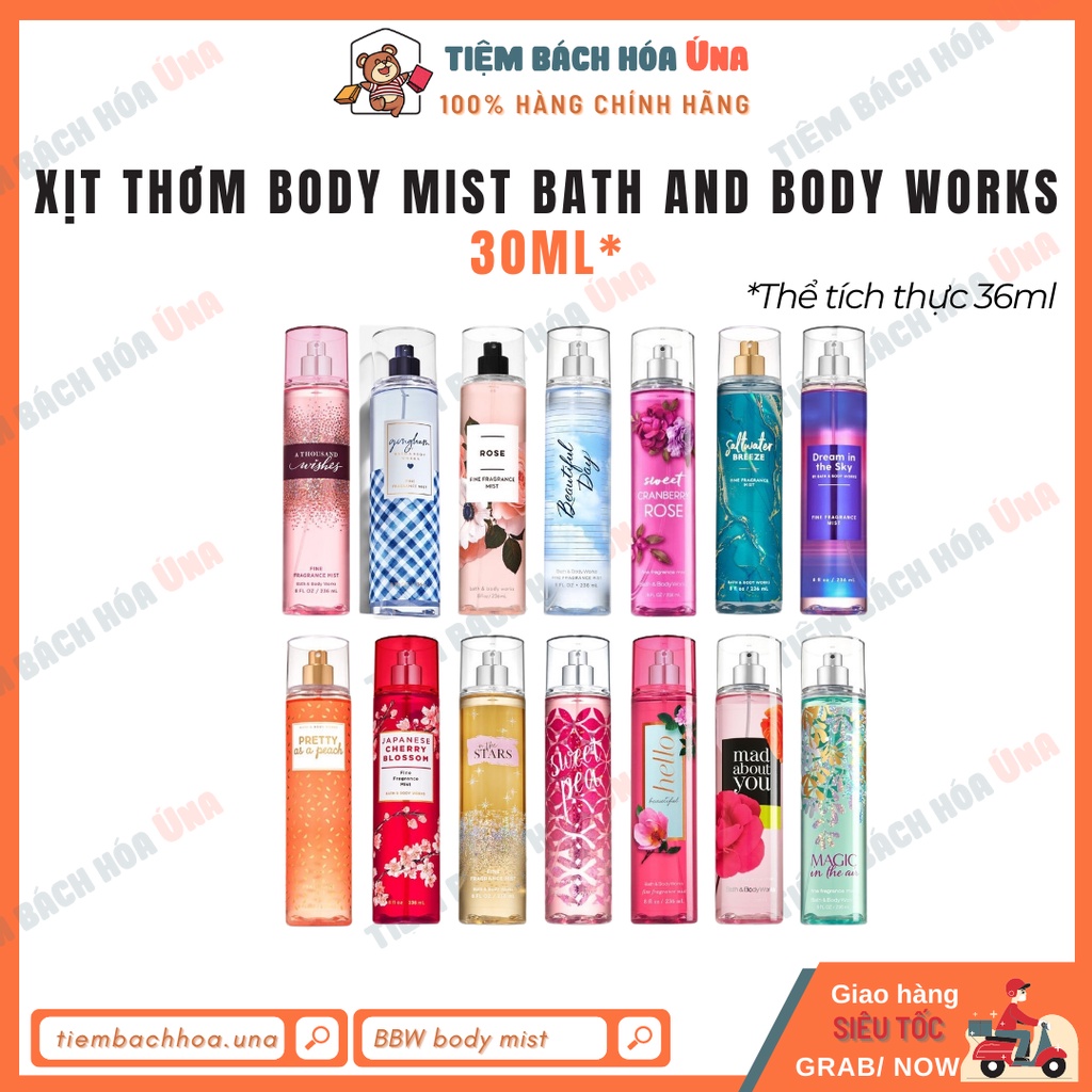 Xịt thơm nước hoa toàn thân Body mist Bath and Body works BBW nhiều mùi 30ml