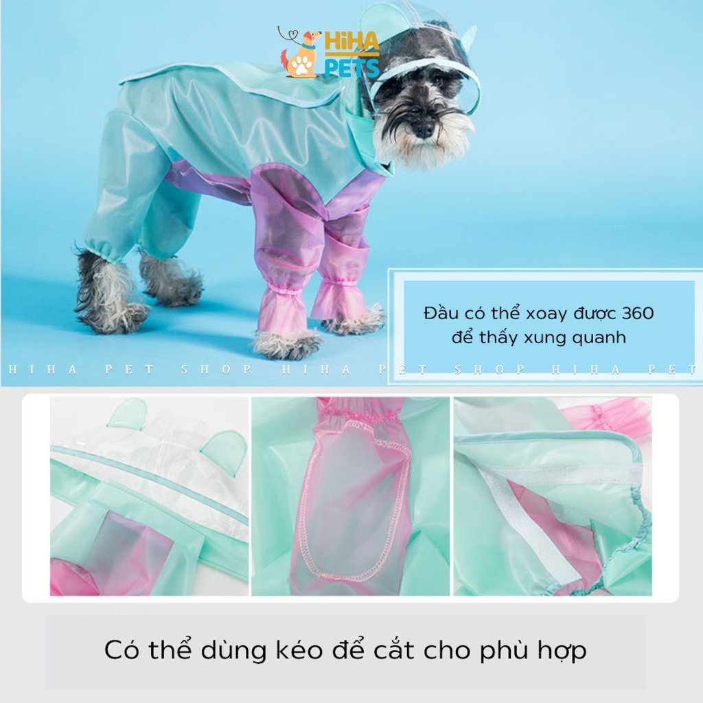 Áo Mưa Cho Chó Mèo, Áo Mư Trong Suốt Cho Thú Cưng Hihapet