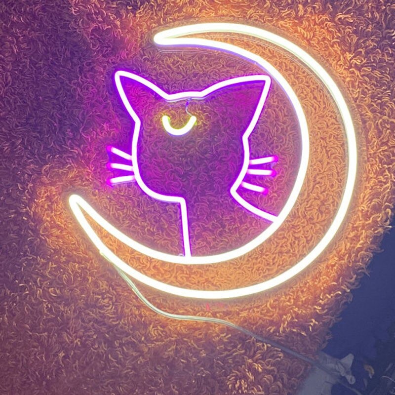 Đèn Trang Trí Led Neon Sign Mèo Và Trăng