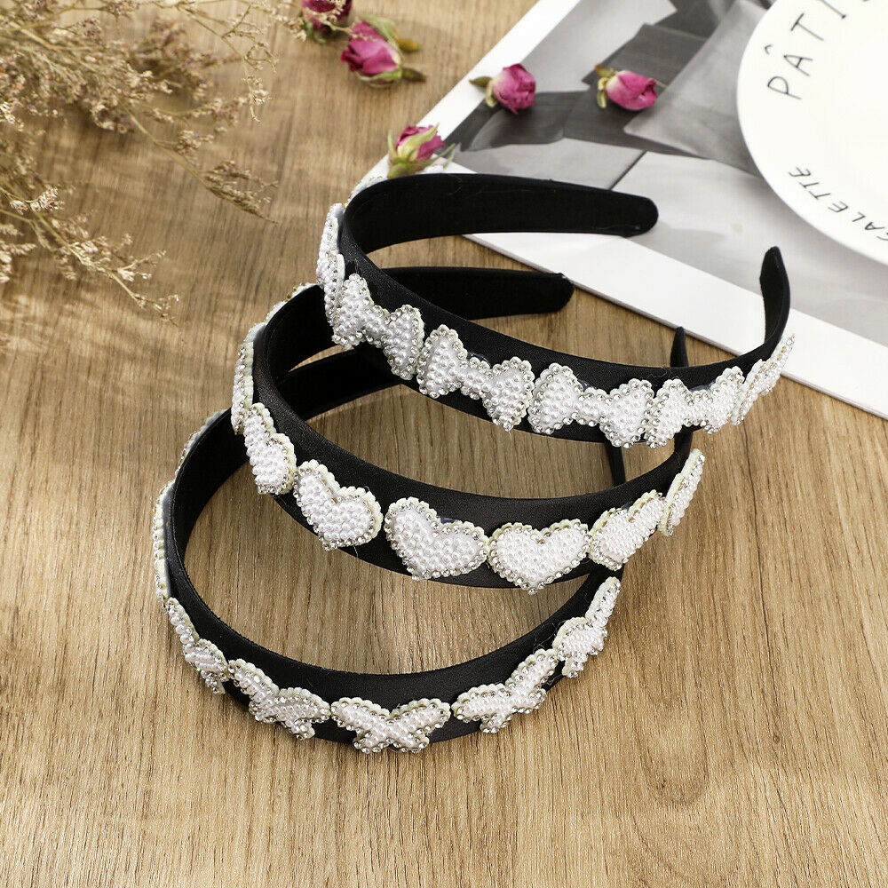 Cài tóc Haimeikang hình trái tim đính ngọc trai giả kiểu dáng thời trang