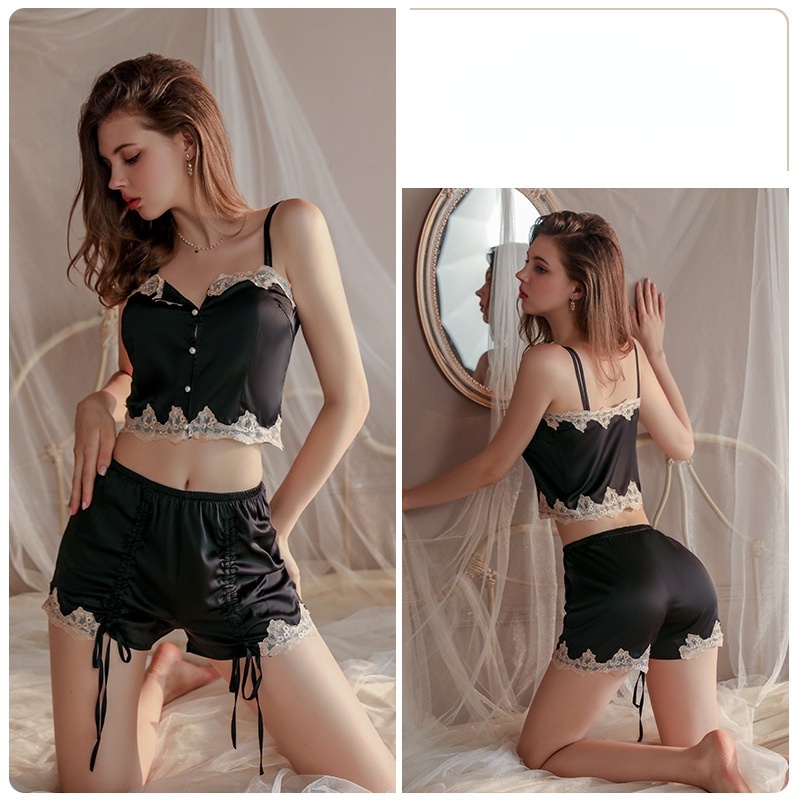 Bộ Đồ Ngủ Mỏng Ngắn Thắt Dây Thời Trang Mùa Hè Mới Cho Nữ