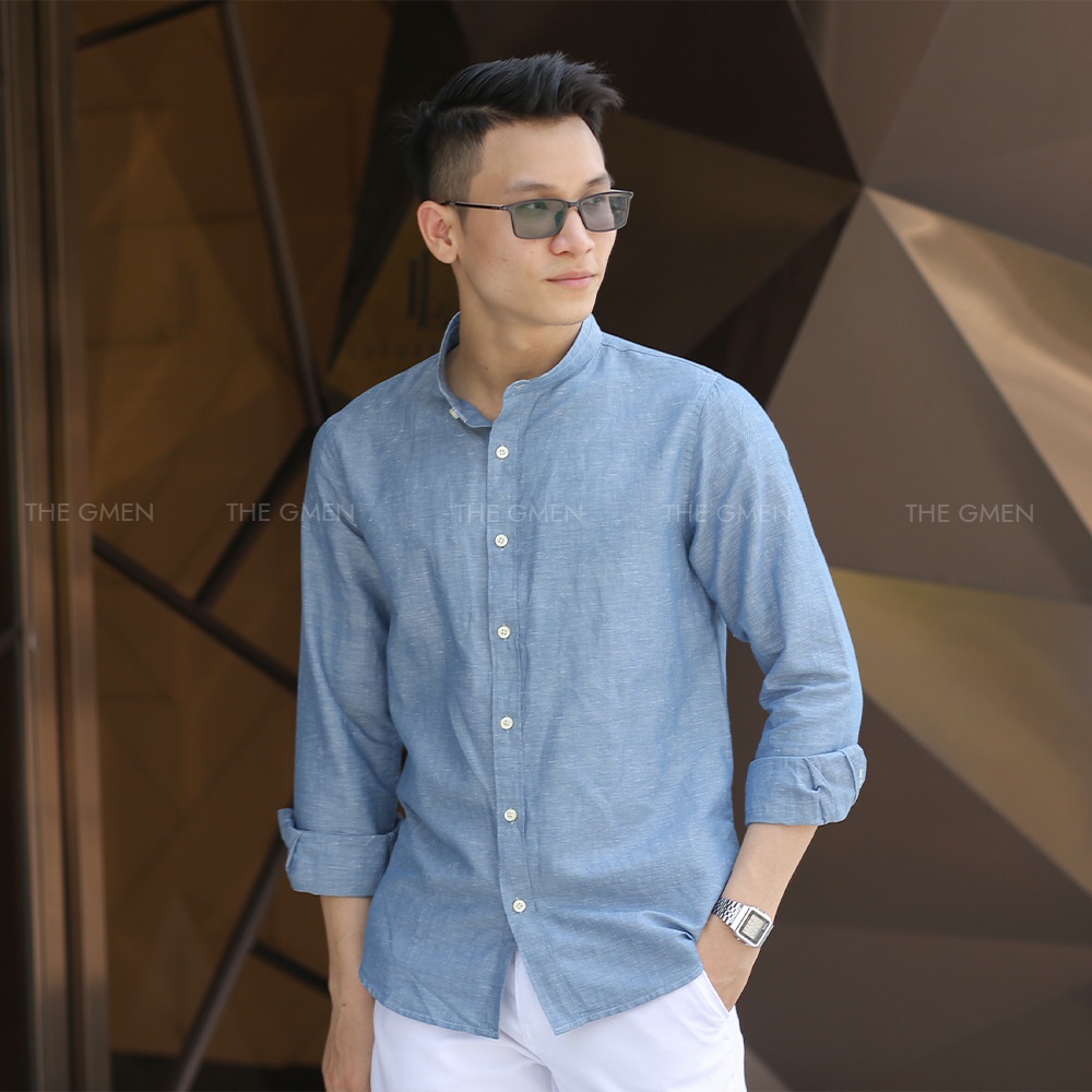 [Giảm 10% Mã SKMLTSM12] Áo sơ mi tay dài The GMEN Linen cổ trụ chất liệu linen mềm mại, thoáng mát giá tốt | BigBuy360 - bigbuy360.vn