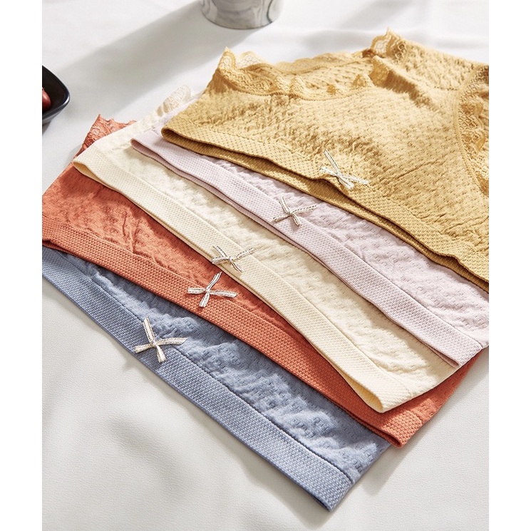 Hộp 5 quần lót nữ cotton kiểu nhăn nơ co giãn 4 chiều mềm mại thoáng khí 556