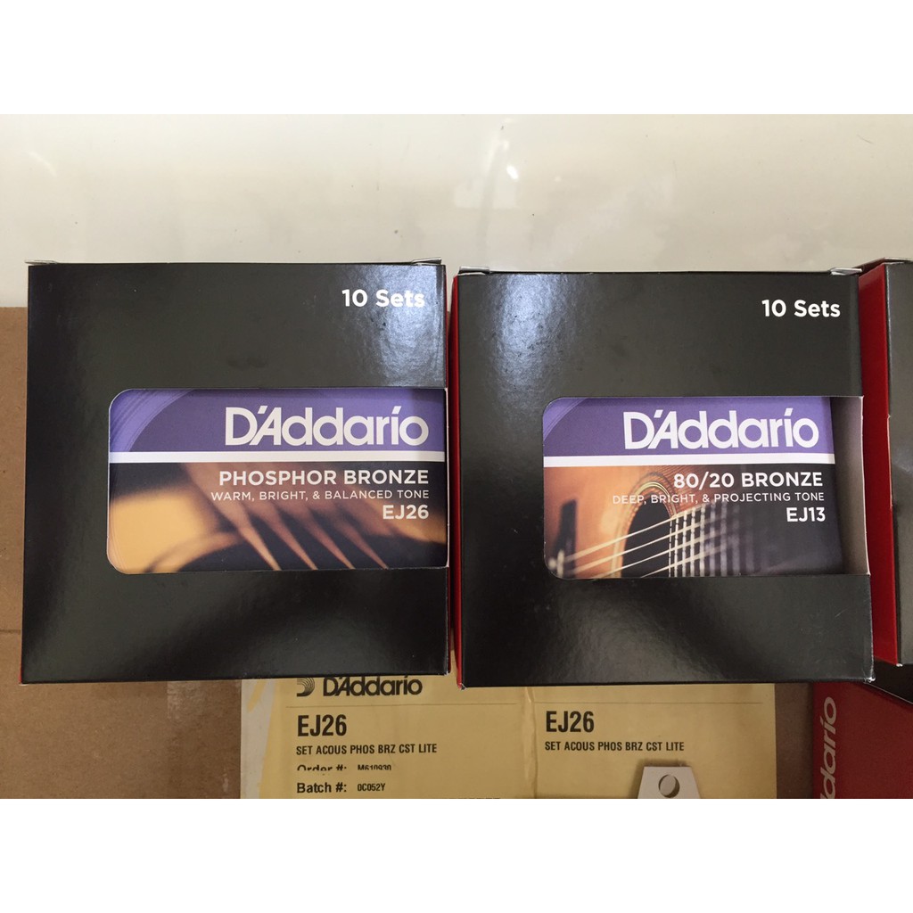 Dây Đàn D'ADDARIO chính hãng Xuất xứ Hoa Kỳ U.S.A Made Acoustic Guitar String EJ26 Phosphor Bronze .011-.052