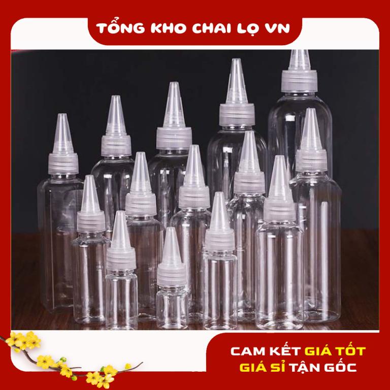 Chai Chiết Mĩ Phẩm ❤ SIÊU RẺ ❤ [20ml,30ml] Chai nhựa pet nút nhọn chiết mỹ phẩm , chai chiết mực , phụ kiện du lịch