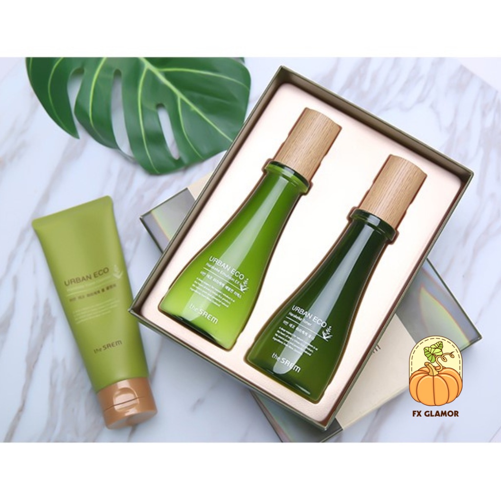 Set dưỡng da THE SAEM URBAN ECO Harakeke - Toner 100ml + Sữa dưỡng 100ml