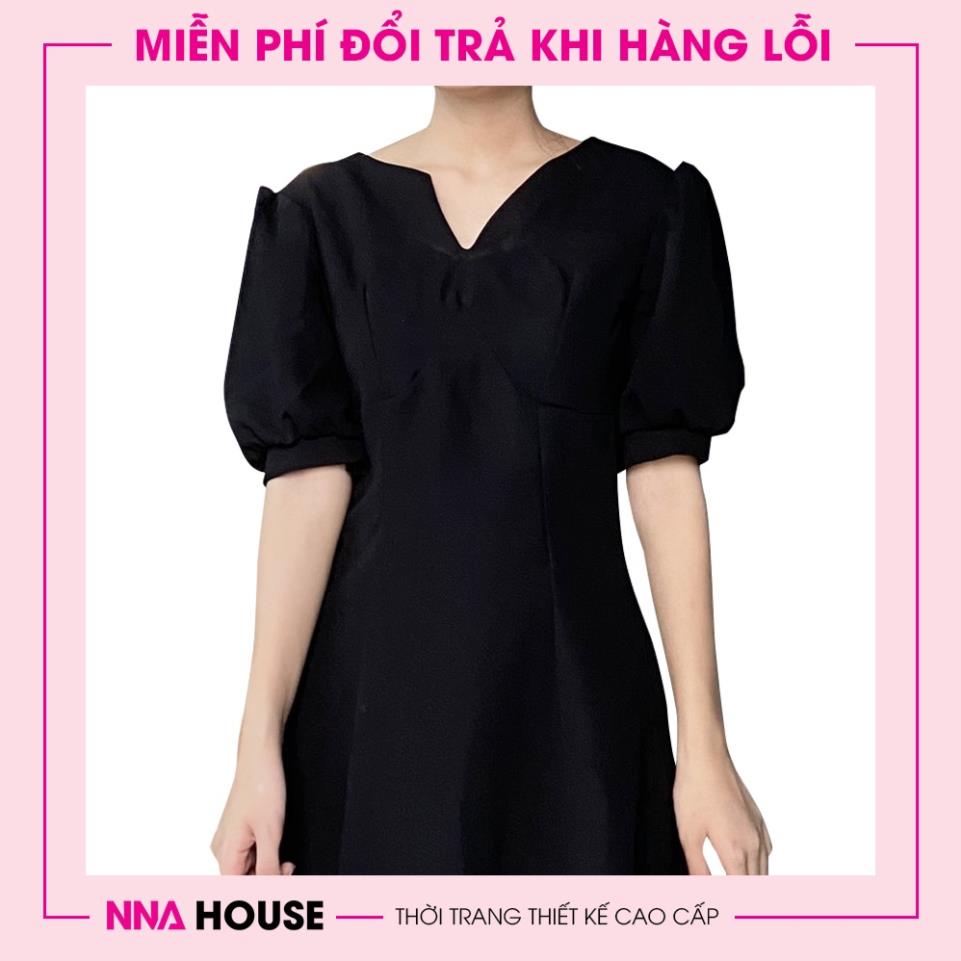 Váy xòe tay bồng cực xinh - Đầm đen dự tiệc xinh xắn sang trọng NNAHOUSE Mã NA214 | BigBuy360 - bigbuy360.vn