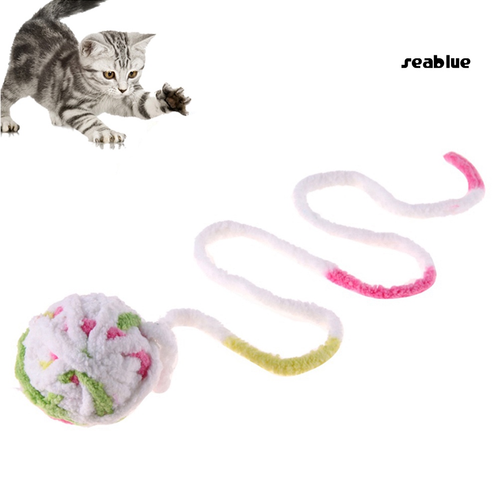 【cat】Cat Kitten Plush Long Rope Rolling Ball Bite Scratch Interactive Chew Pet Toy