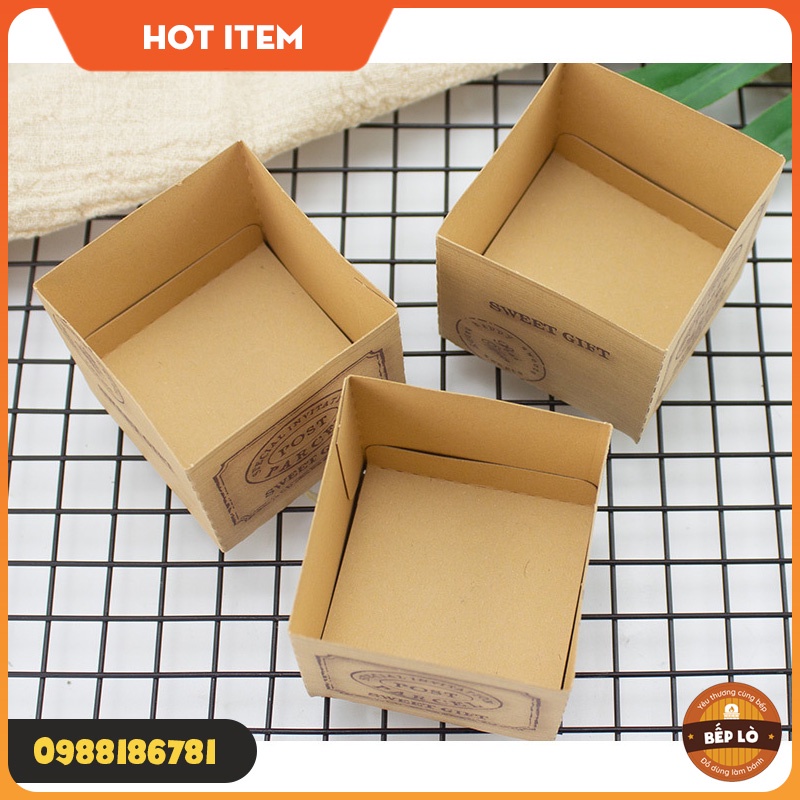 Cup giấy vuông màu nâu chịu nhiệt nướng bánh bông lan bánh Muffin tiện dụng HÀNG MỚI VỀ
