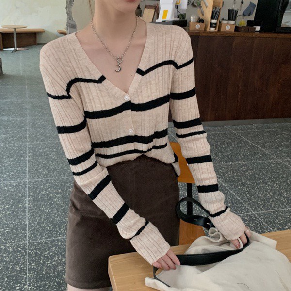 Áo Cardigan Len Cổ Chữ V Siêu Xinh M0215- Violet