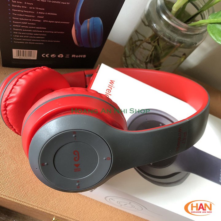 Tai nghe Bluetooth P47 chụp tai không dây có khe cắm thẻ nhớ âm thanh trung thực | BigBuy360 - bigbuy360.vn