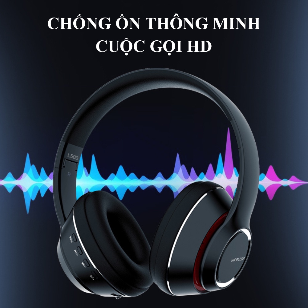 Tai Nghe Bluetooth Chụp Tai Không Dây Có Míc Đàm Thoại, Âm Thanh Vòm 3D Supper Bass L500