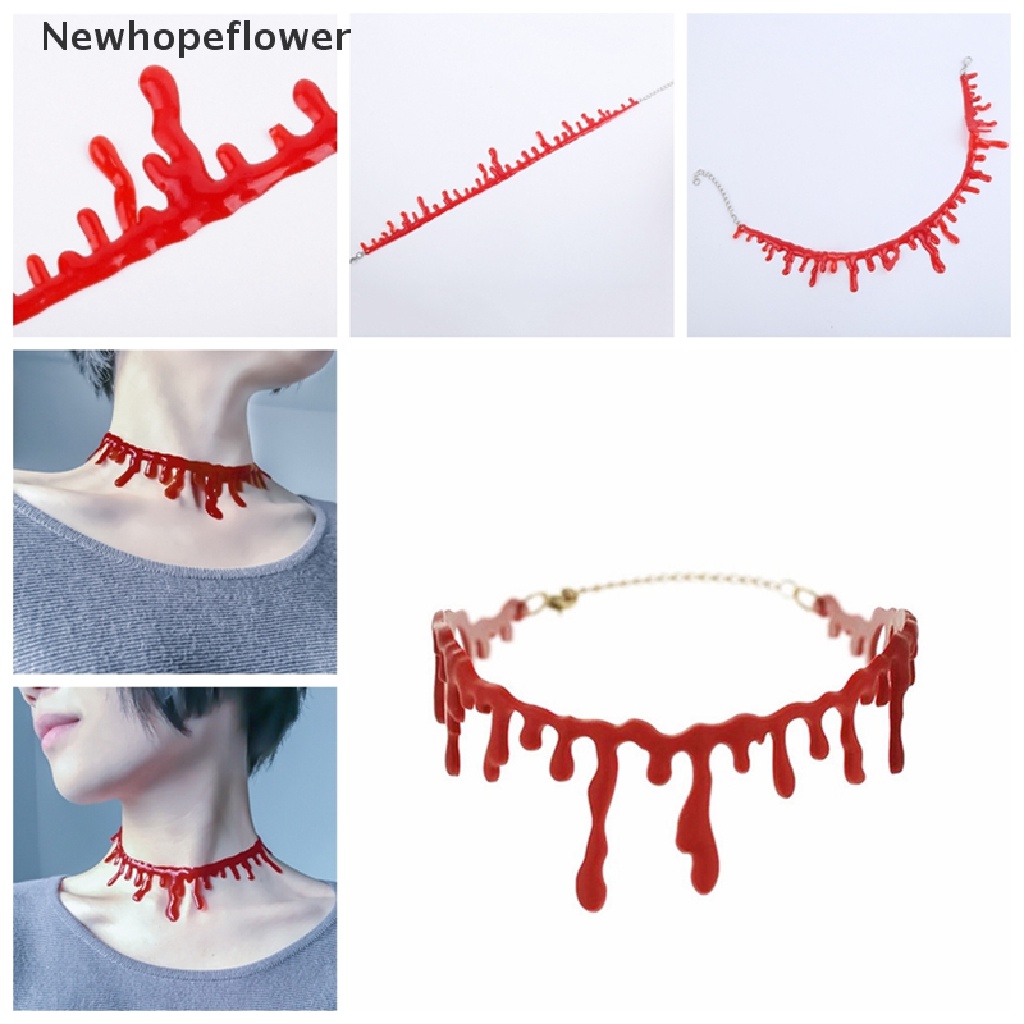 (NFPH) Choker Thêu Máu Đỏ Phong Cách punk Rock Deathrock Bán Chạy Nhất Cho Halloween