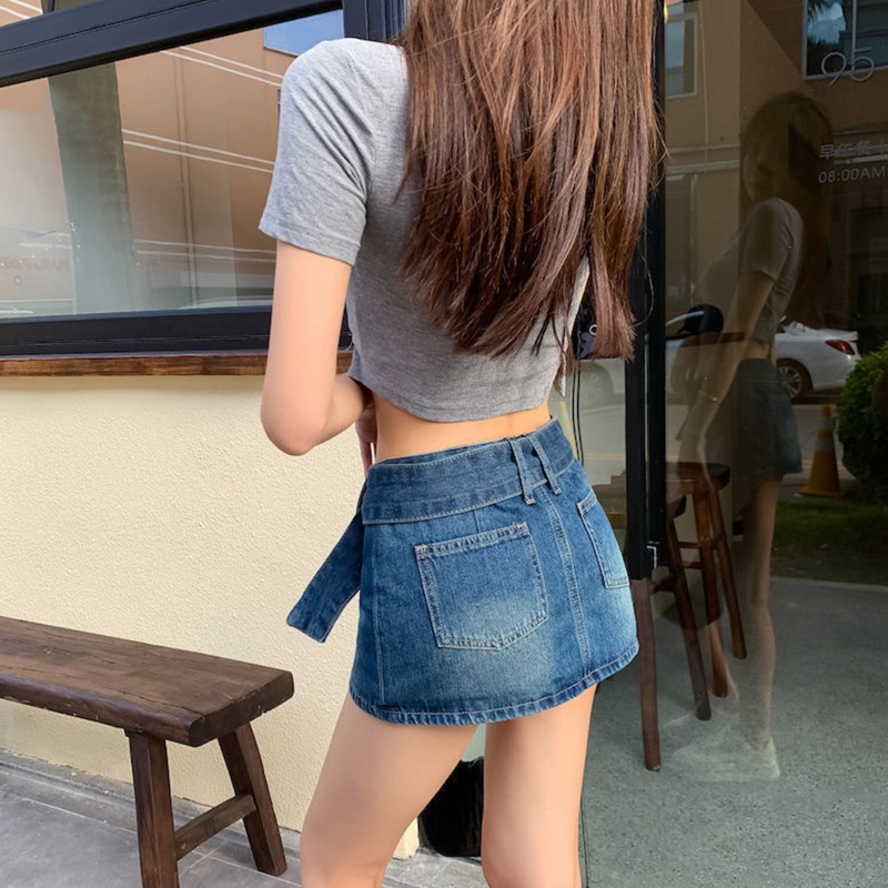 Chân Váy Jeans Chữ A Lưng Cao Thời Trang Mùa Hè Cho Nữ