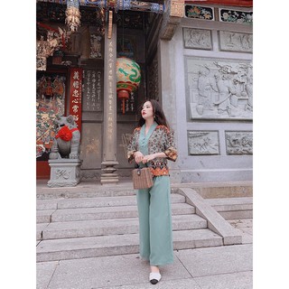 Sét Lam Đi Chùa Thổ Cẩm C086