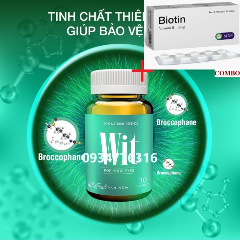 Combo Biotin 5mg+ Viên uống WIT bổ mắt (15 viên)