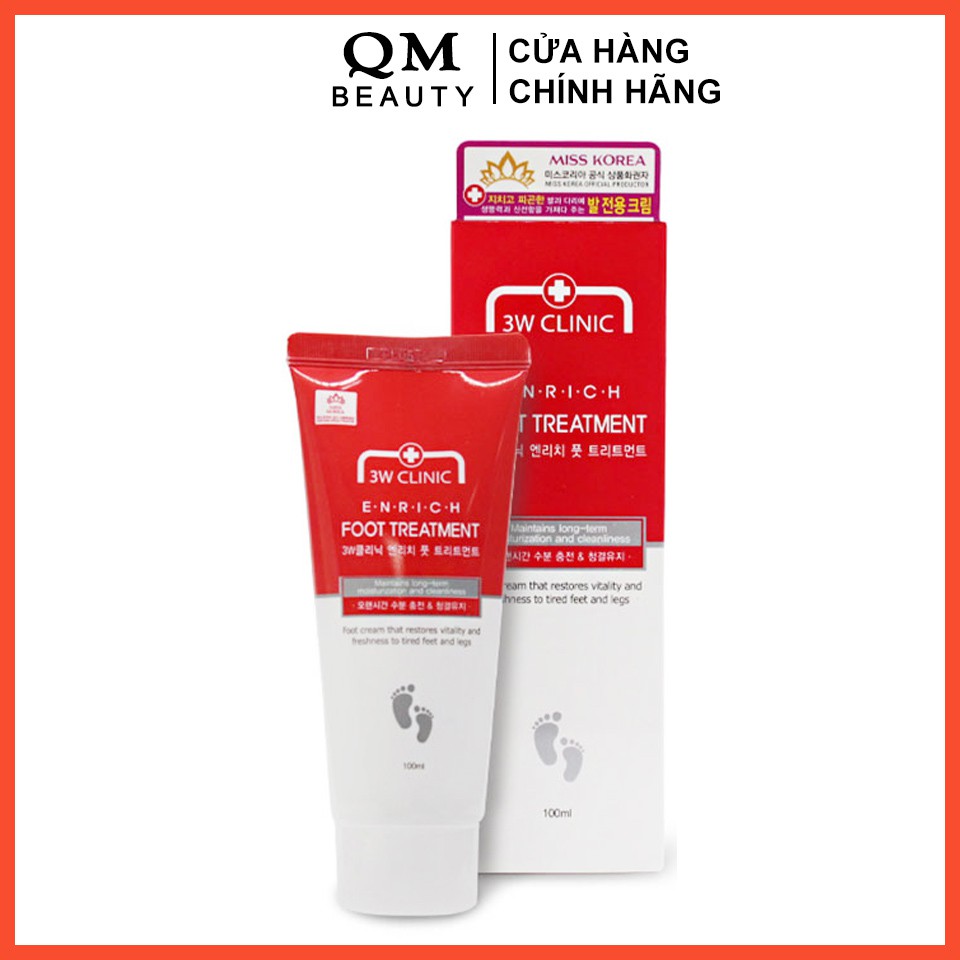 Kem dưỡng da chân 3W Clinic Enrich Foot Treatment Cream Hàn Quốc 100ml - QM Beauty