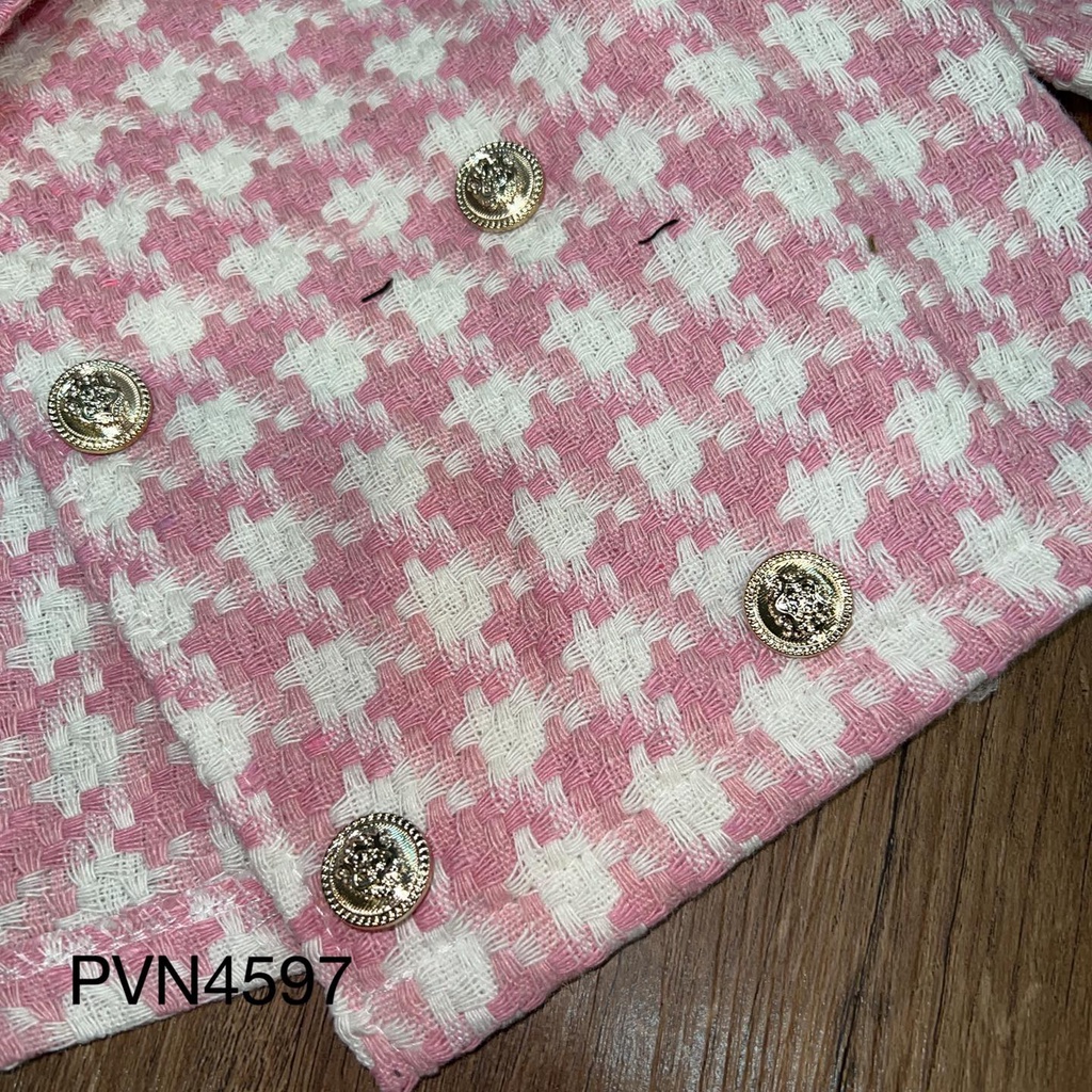 Bộ vest ngắn bố sợi đan xen