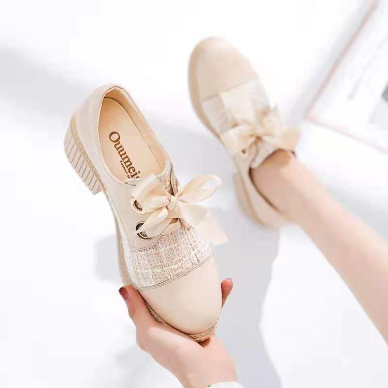 Giày Da Nữ LOLITA Phong Cách Nhật Bản đính Nơ Cao Gót 5 Phân