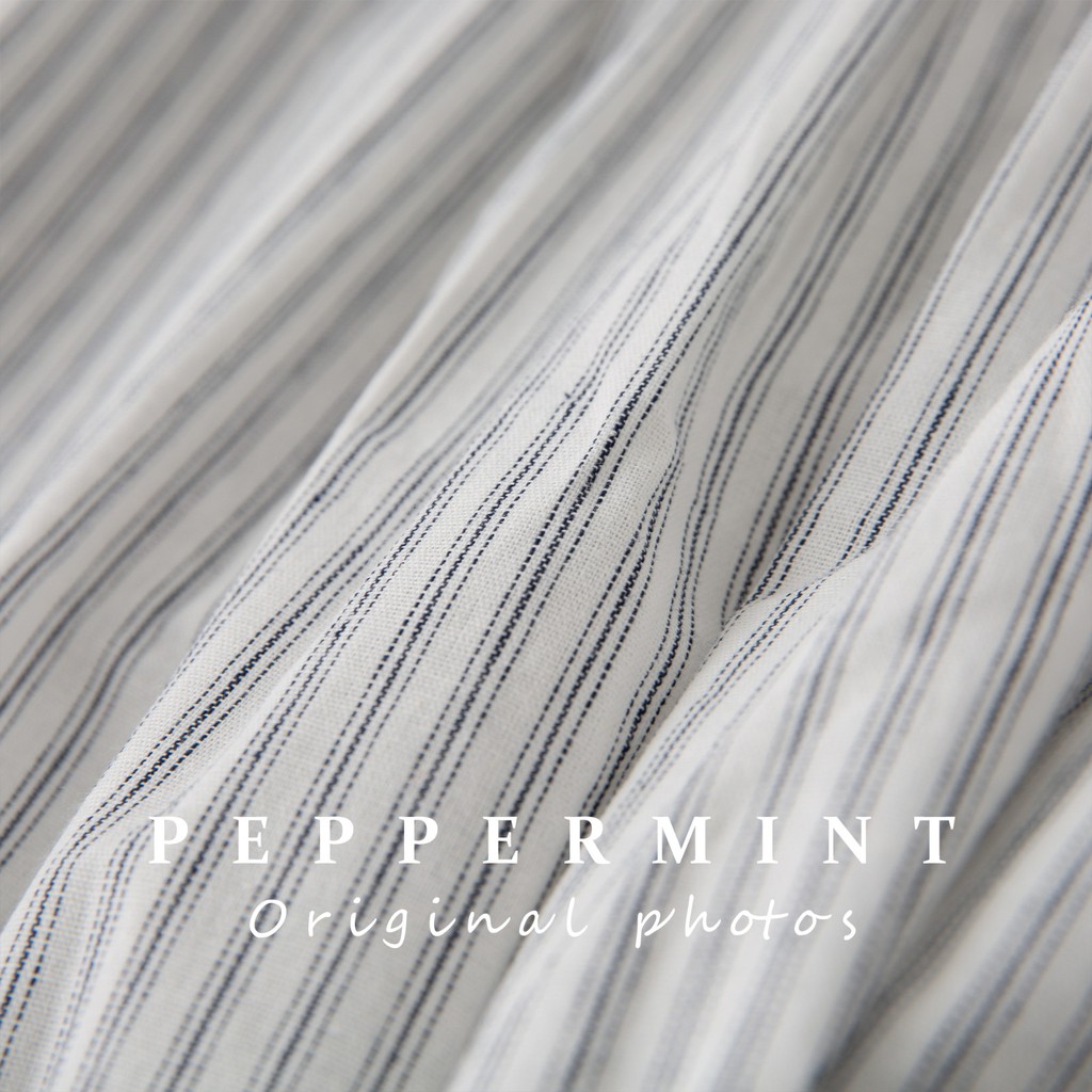 Đầm dài ngắn tay họa tiết kẻ sọc thời trang Hàn Quốc mùa hè mới thanh lịch 44715