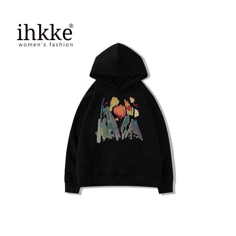 Áo hoodie Ihkke mỏng phong cách hiphop Mỹ thời trang mùa thu