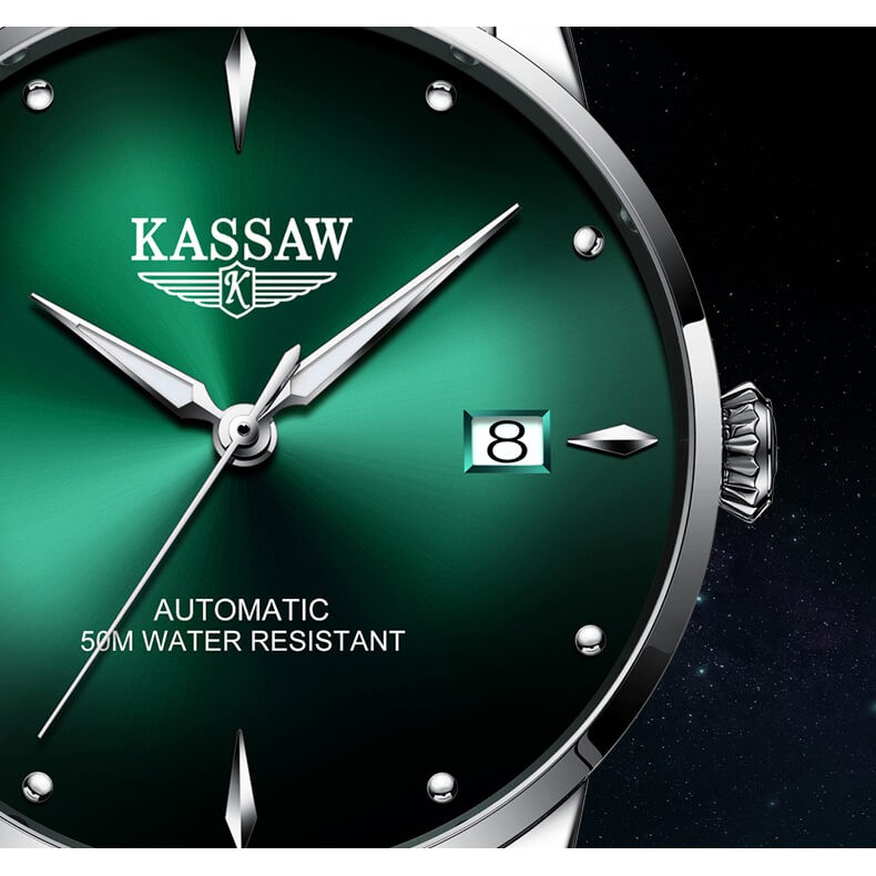 Đồng hồ nam chính hãng KASSAW K857-1 Kính sapphire ,chống xước,Chống nước ,BH 24 tháng,Máy cơ (Automatic) ,dây kim loại