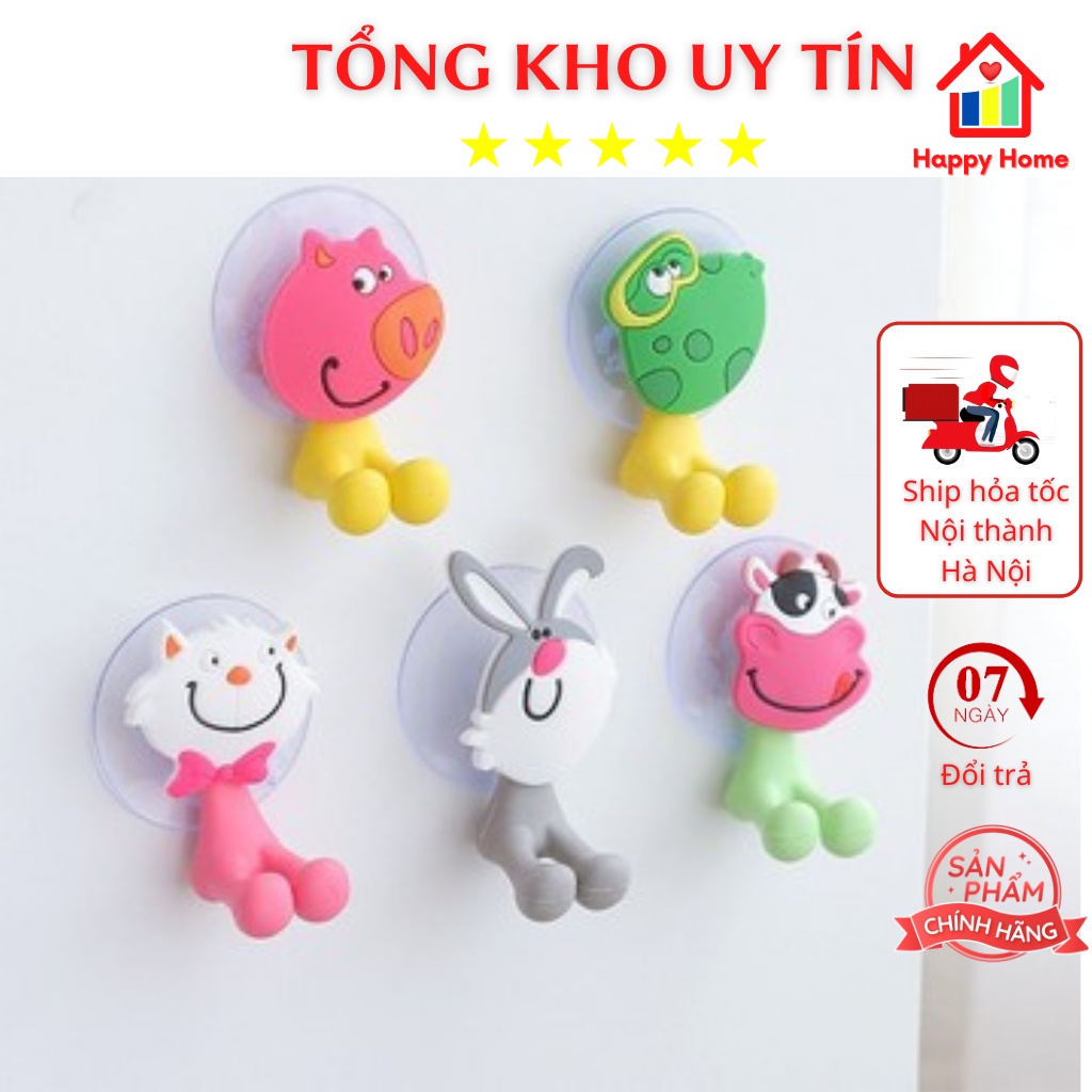 Kẹp treo bàn chải đánh răng, cáp sạc đáng yêu hút chân không Happy Home