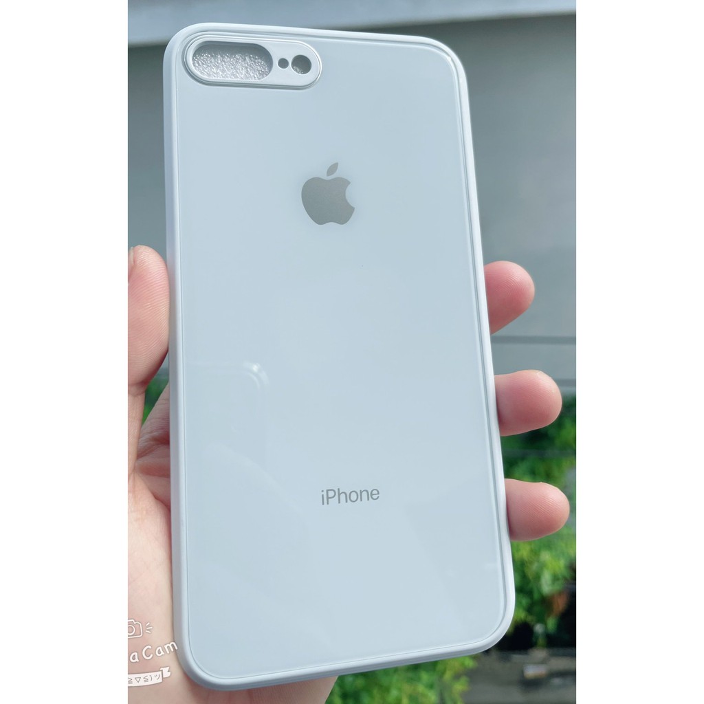 Ốp IPhone - Ốp kính Viền vuông chống bẩn, Lưng kính cường lực viền dẻo cùng màu với lưng máy | BigBuy360 - bigbuy360.vn
