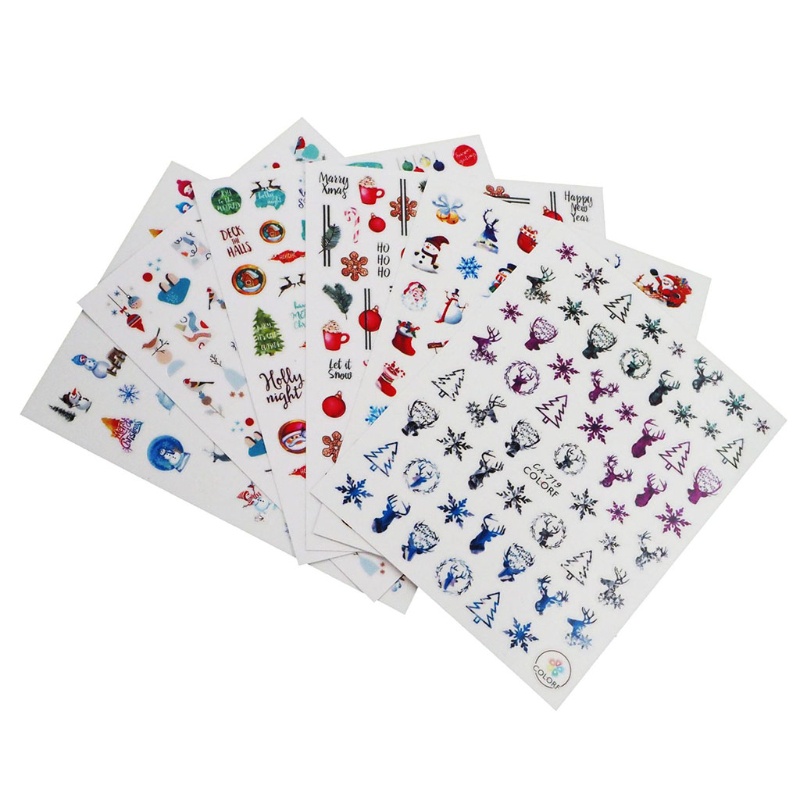 Set 6 Tấm Hình Dán Họa Tiết Giáng Sinh 3D Dễ Thương Trang Trí Móng
