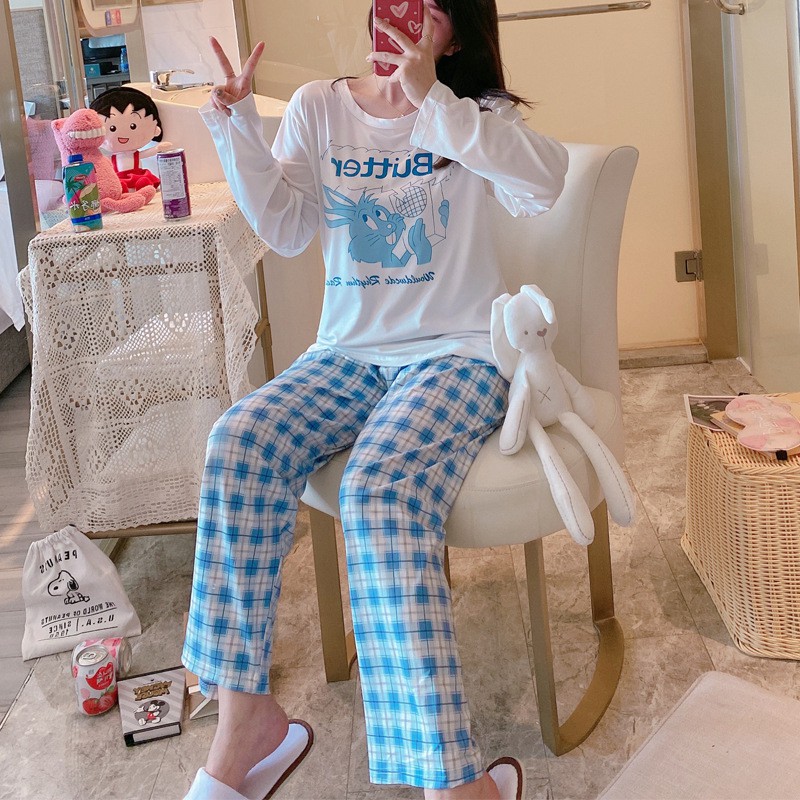 Bộ đồ ngủ dài tay họa tiết nhân vật hoạt hình dễ thương BD04 | BigBuy360 - bigbuy360.vn